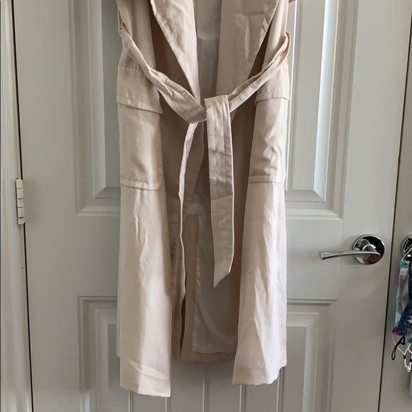 🟢 H&M Cream Vest Trench Coat 4 S - Picture 3 of 10